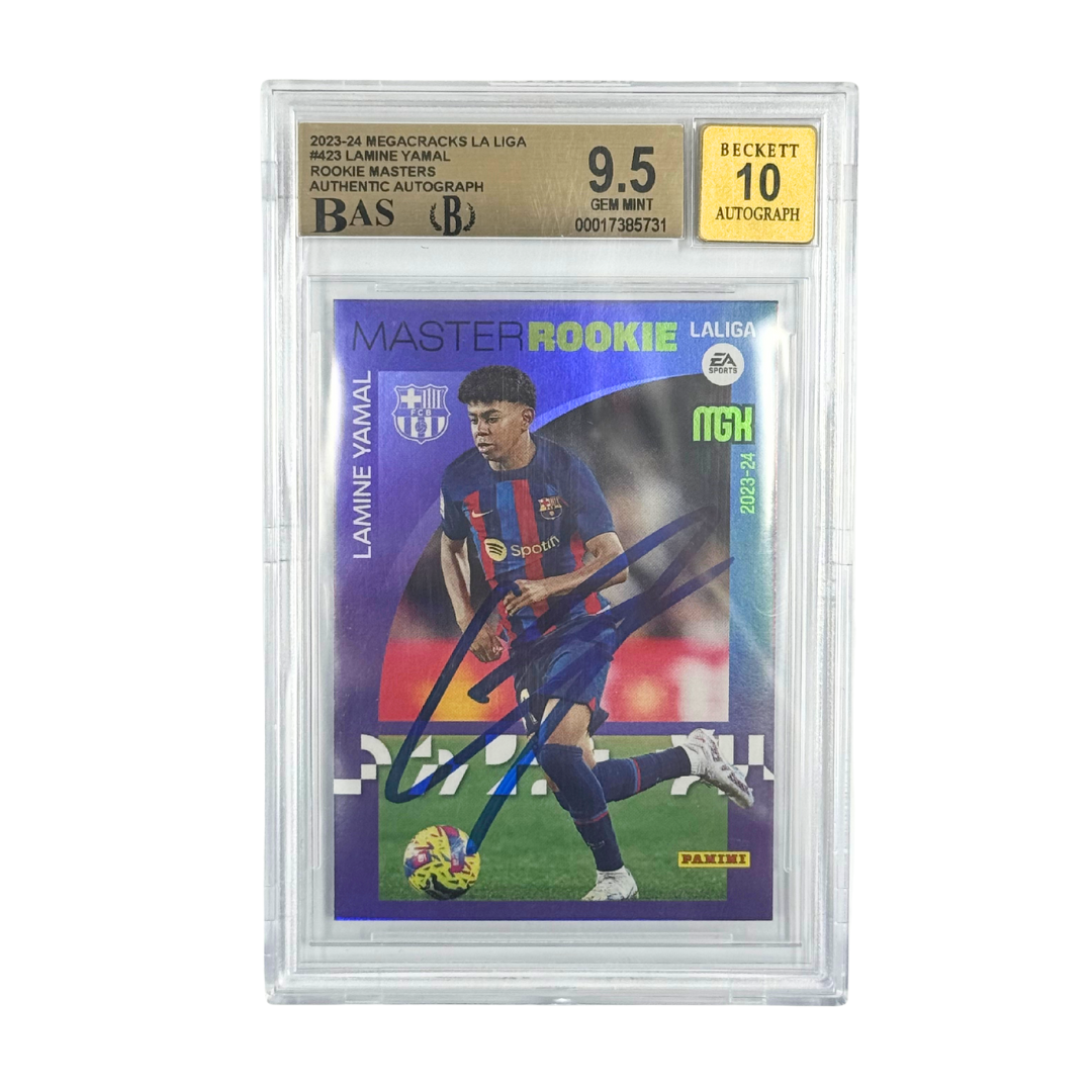 Lamine Yamal Signed 2023 Panini Megacracks Master Rookie Card - BGS 9.5 AUTO 10